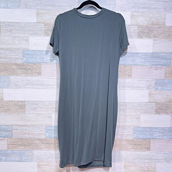 GAP Twist Knot Dress Green Tencel Jersey Stretch Short Sleeve Womens Large - Picture 4 of 7